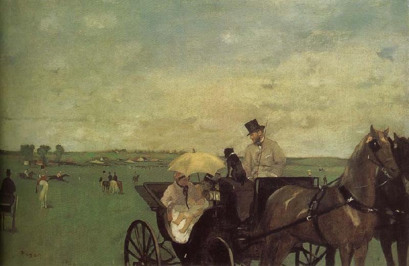 Edgar Degas Carriage on racehorse ground oil painting picture